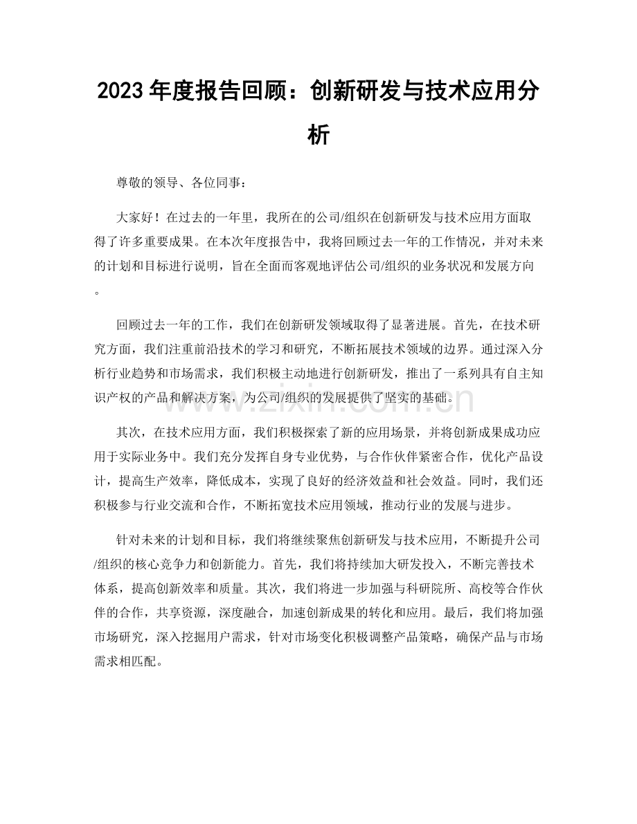 2023年度报告回顾：创新研发与技术应用分析.docx_第1页