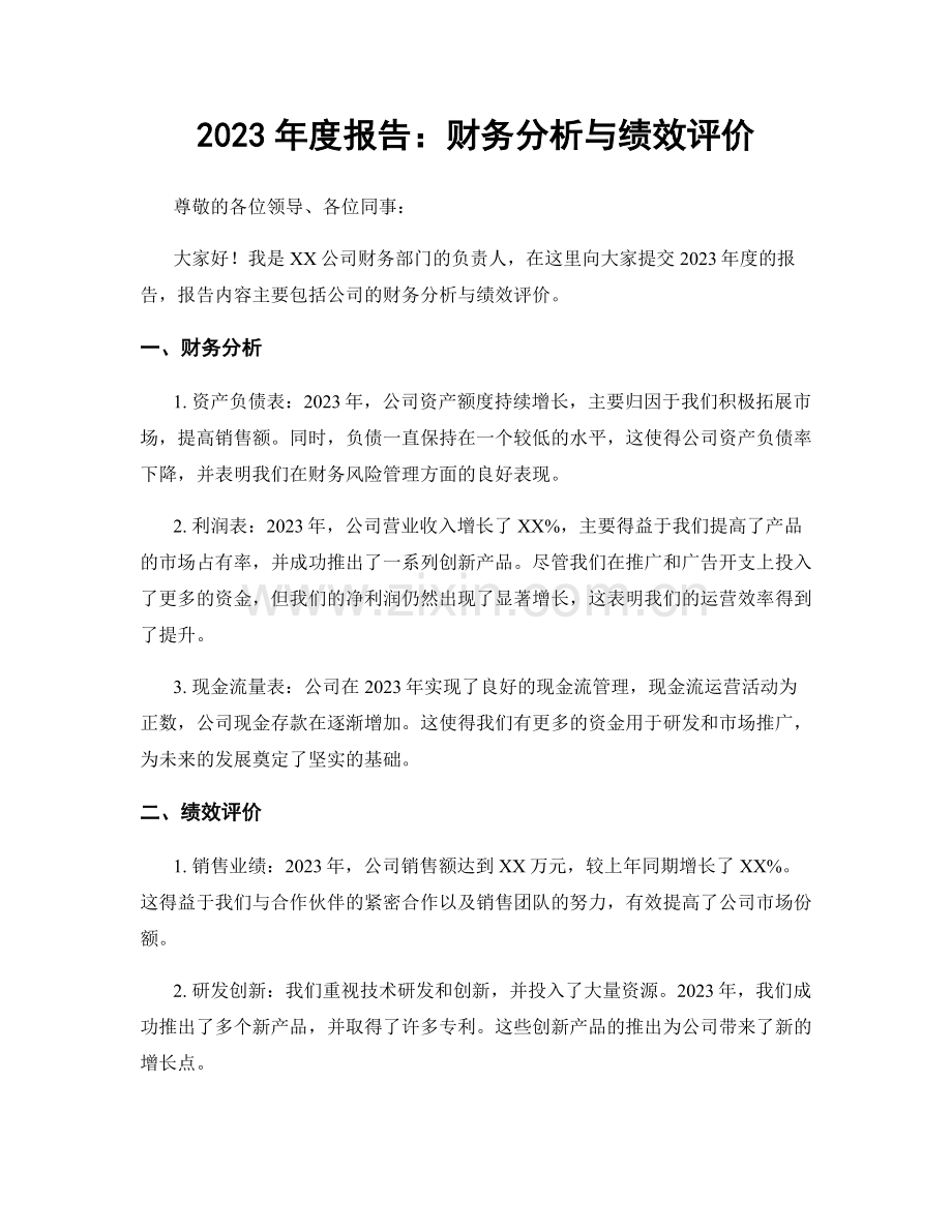 2023年度报告：财务分析与绩效评价.docx_第1页