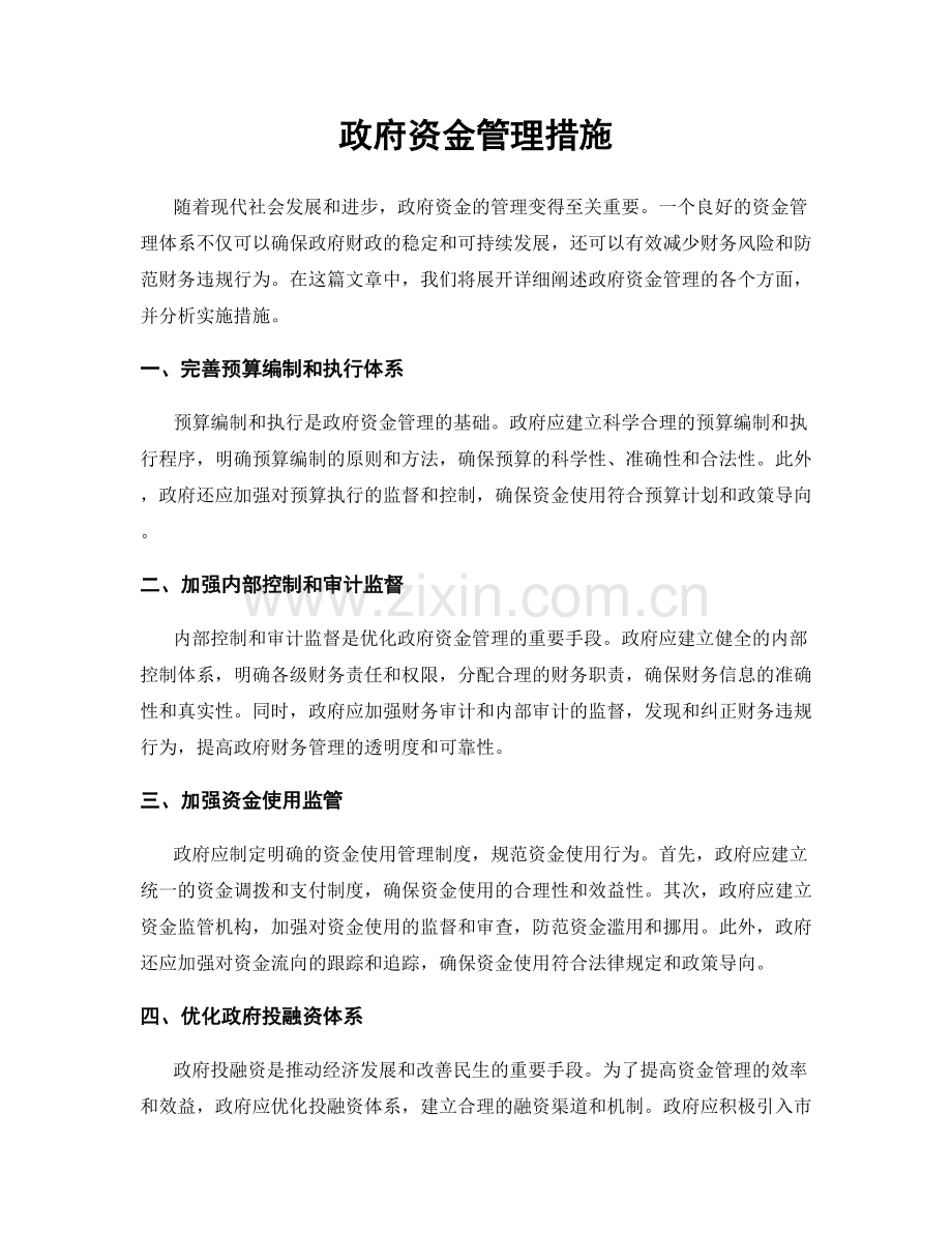 政府资金管理措施.docx_第1页