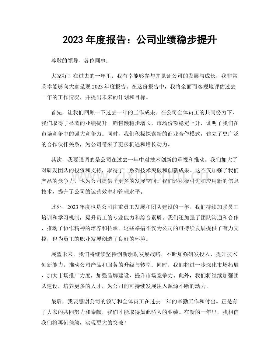 2023年度报告：公司业绩稳步提升.docx_第1页