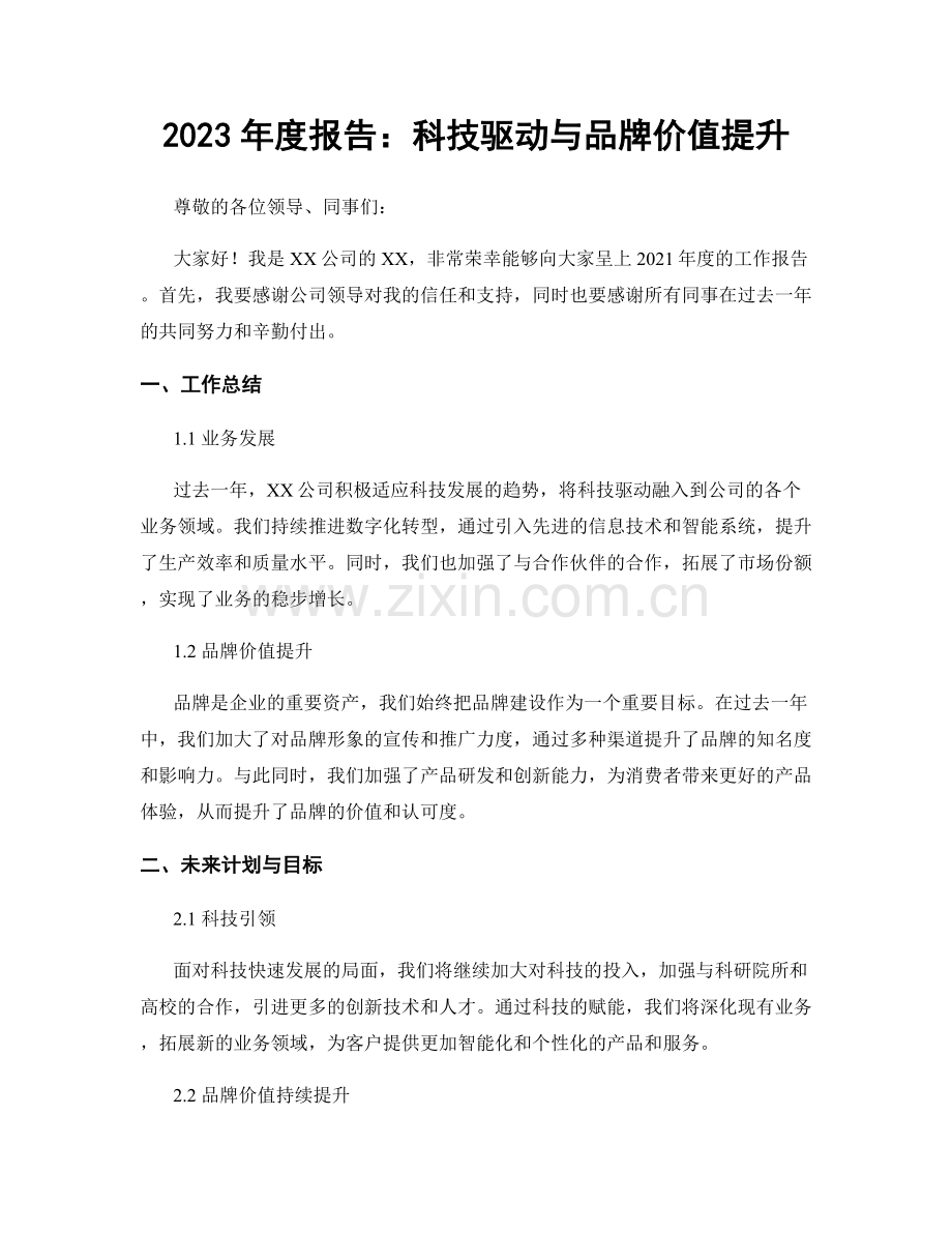 2023年度报告：科技驱动与品牌价值提升.docx_第1页