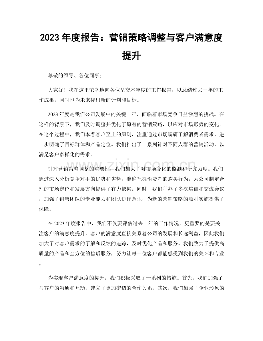 2023年度报告：营销策略调整与客户满意度提升.docx_第1页