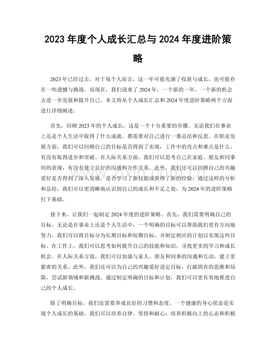 2023年度个人成长汇总与2024年度进阶策略.docx_第1页