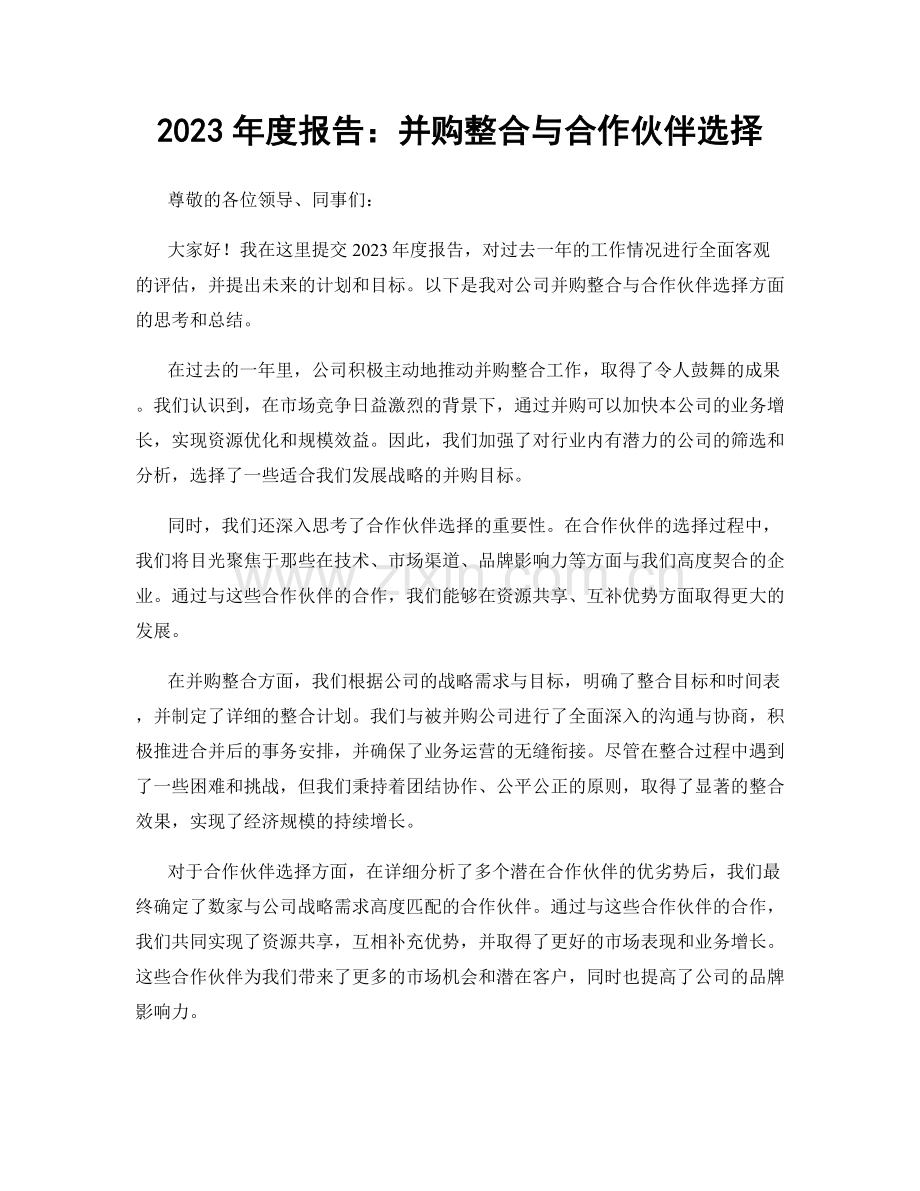 2023年度报告：并购整合与合作伙伴选择.docx_第1页