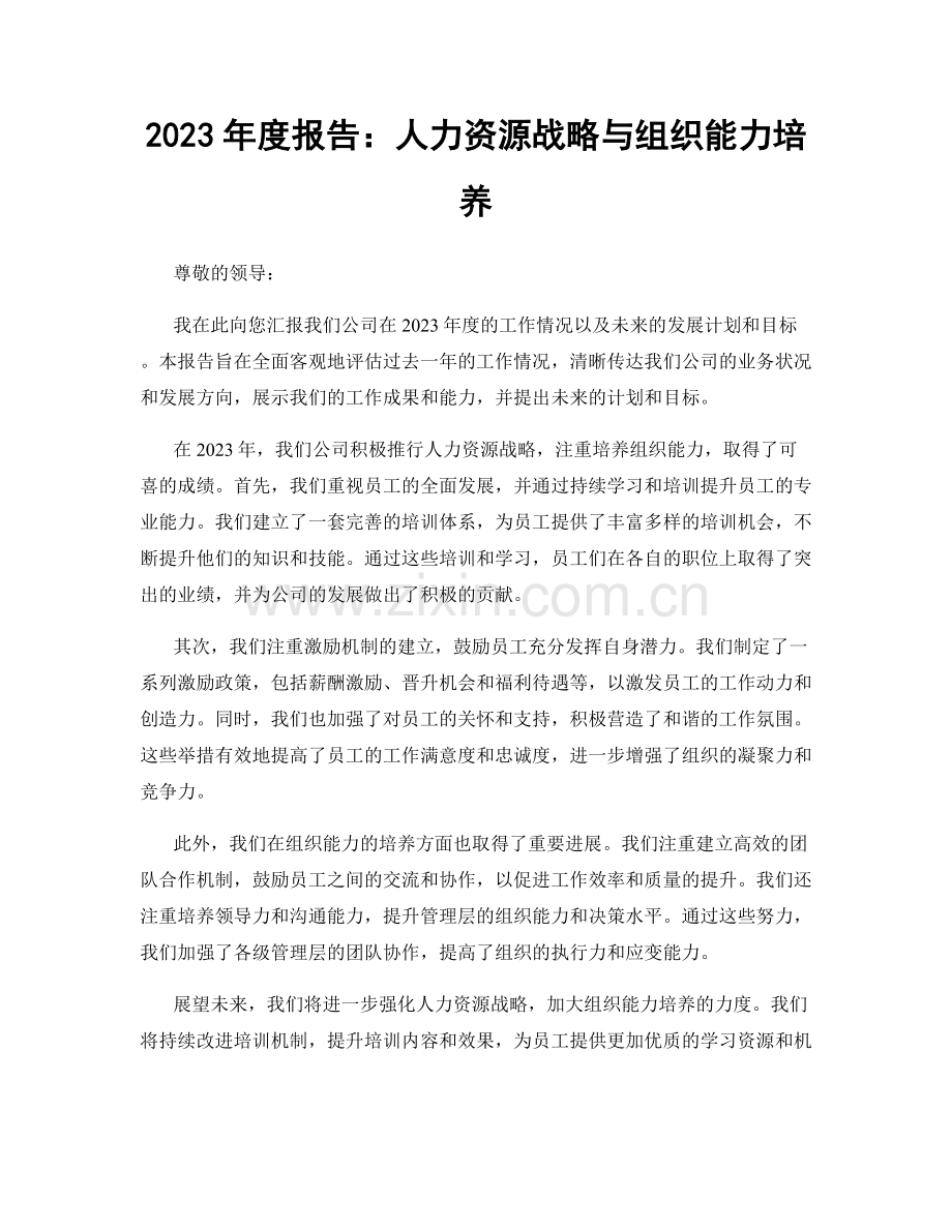 2023年度报告：人力资源战略与组织能力培养.docx_第1页