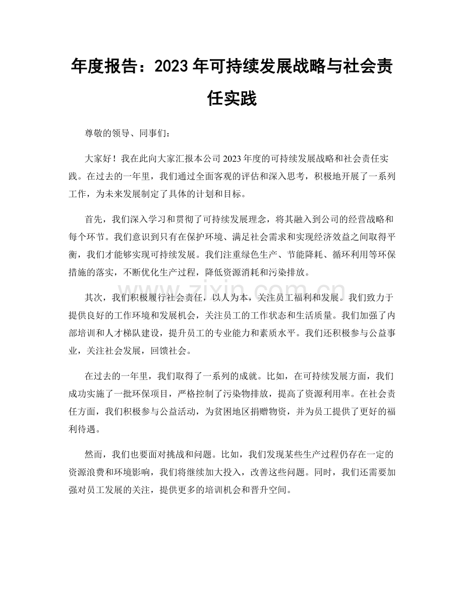 年度报告：2023年可持续发展战略与社会责任实践.docx_第1页