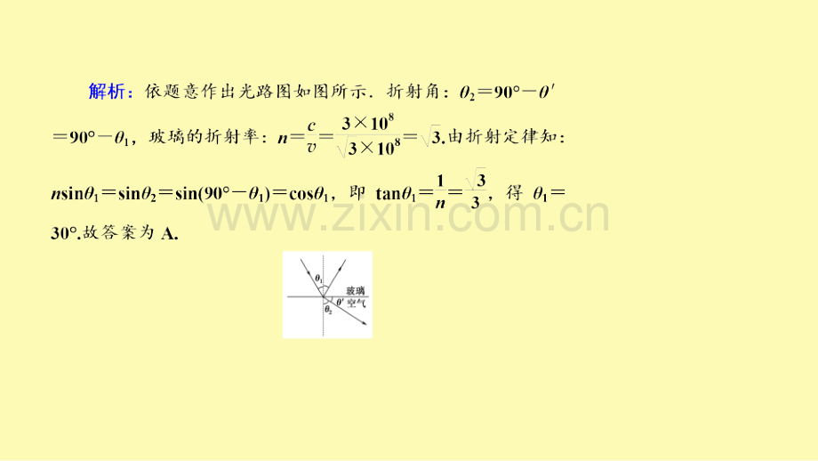 高中物理第十三章光1光的反射和折射课时作业课件新人教版选修3-.ppt_第3页