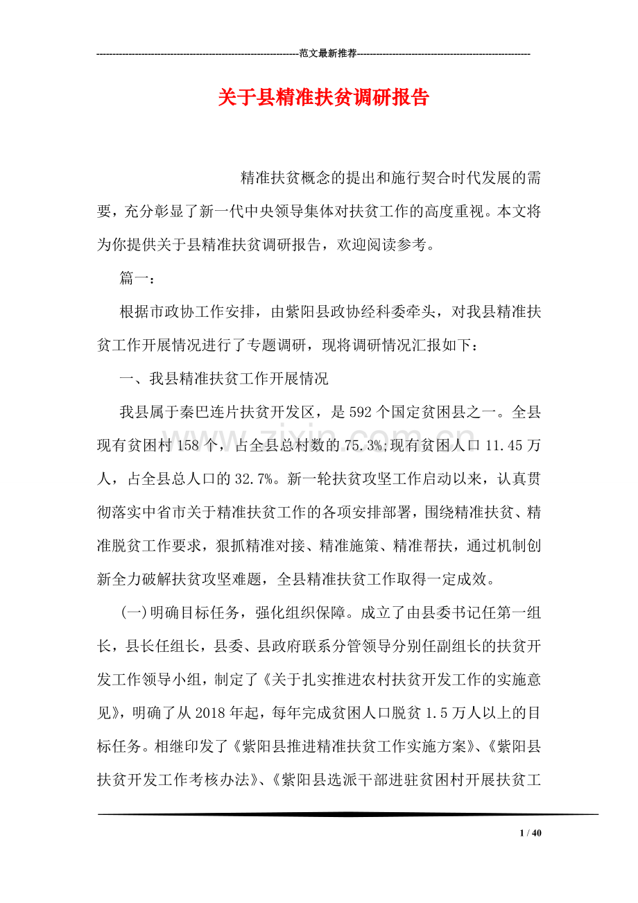 关于县精准扶贫调研报告.doc_第1页