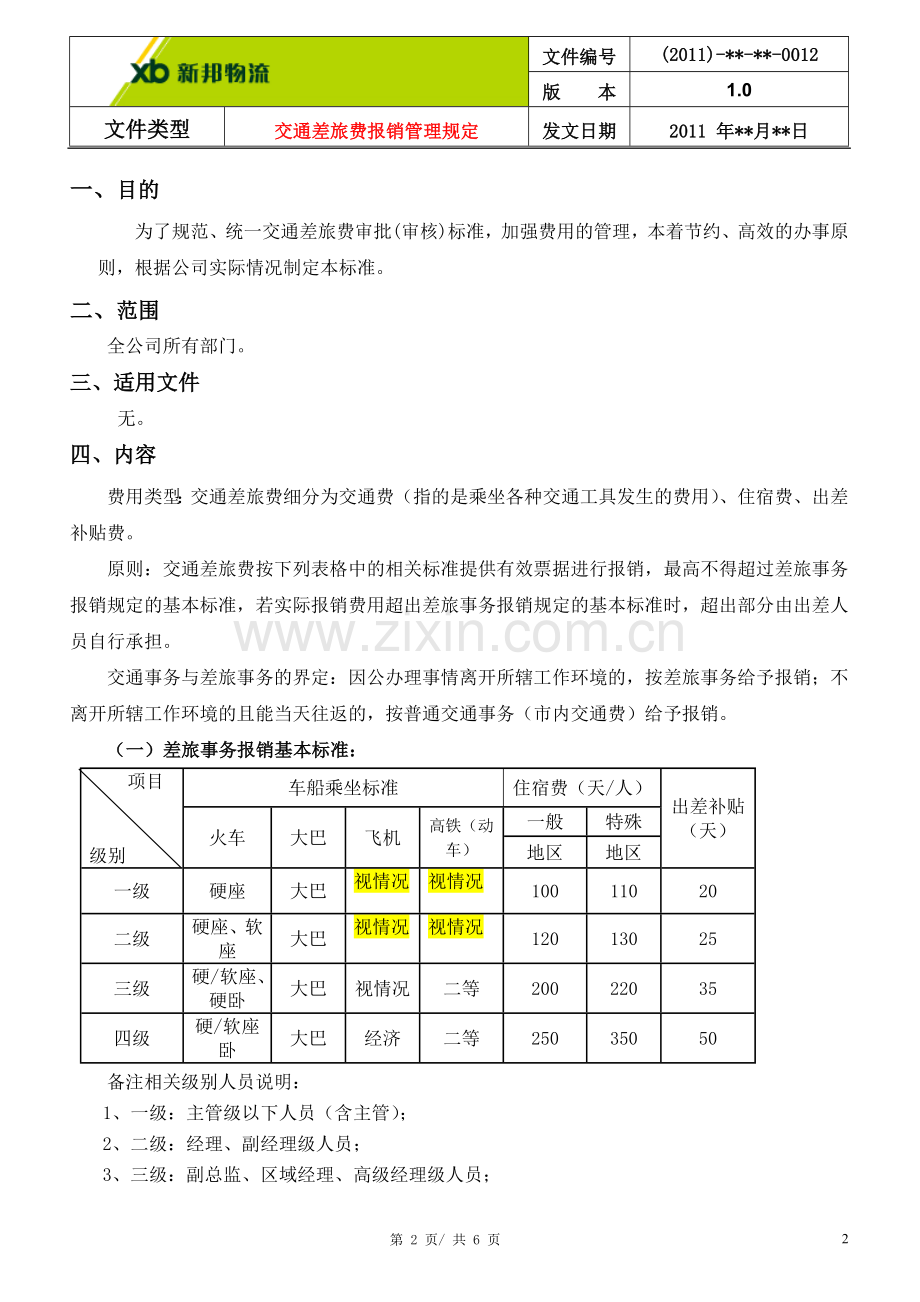 交通差旅费报销管理规定新.doc_第2页