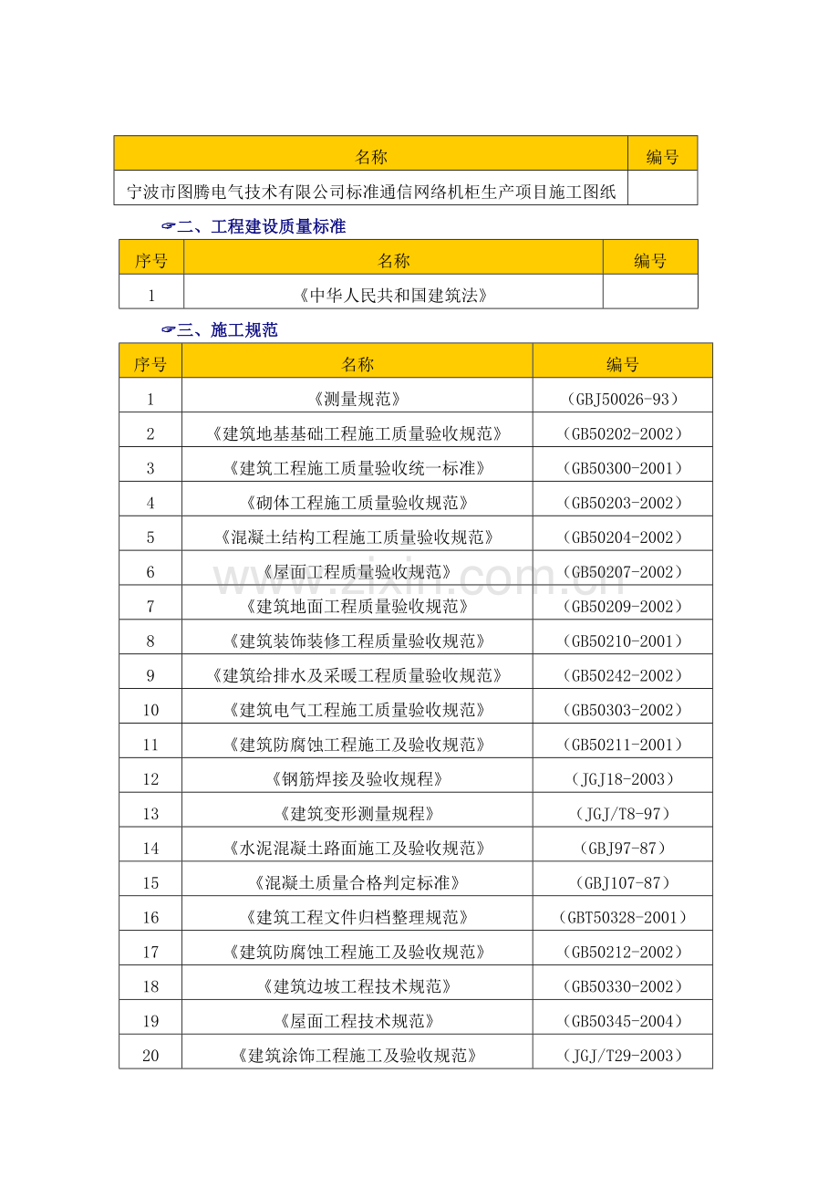 电气技术有限公司标准通信网络机柜生产项目施工组织设计.docx_第1页