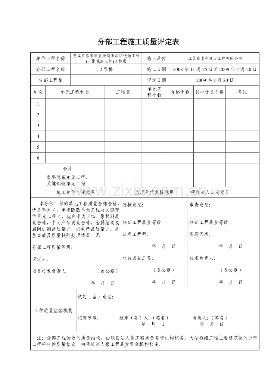 水利工程分部工程施工质量评定表.doc_第3页