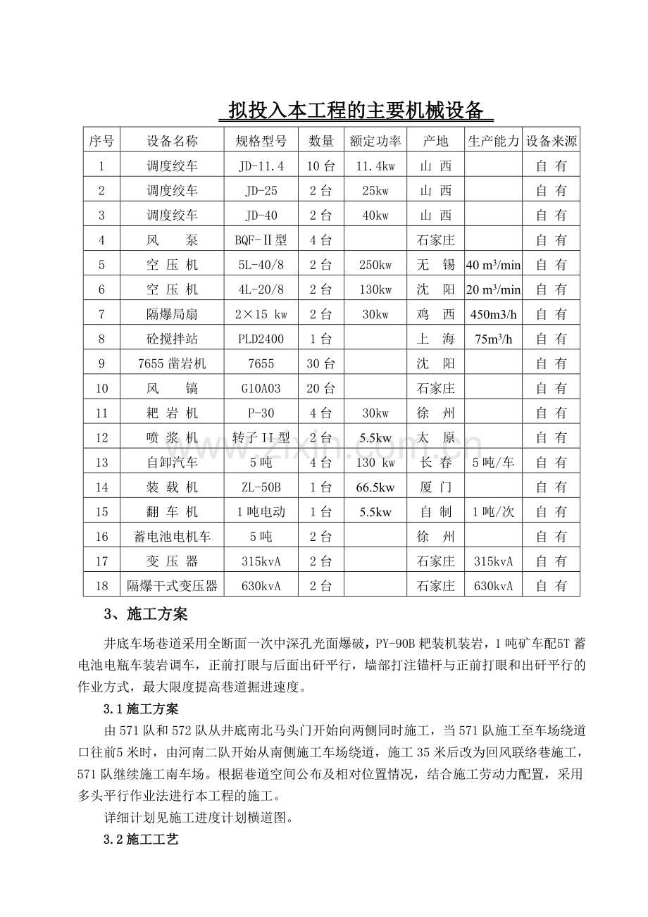 新元回风立井井底车场巷道施工组织设计.docx_第3页