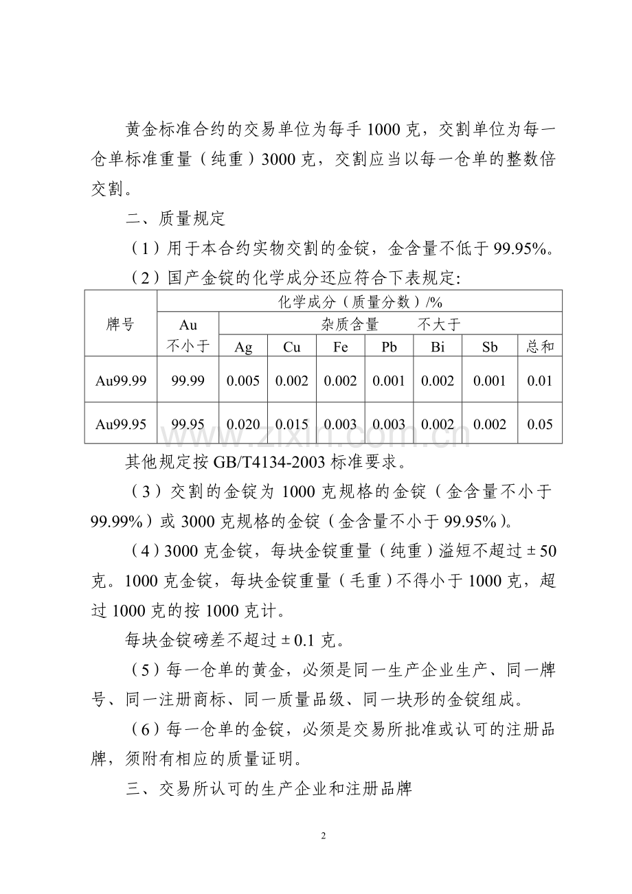 上海期货交易所黄金期货标准合约及规则.doc_第2页