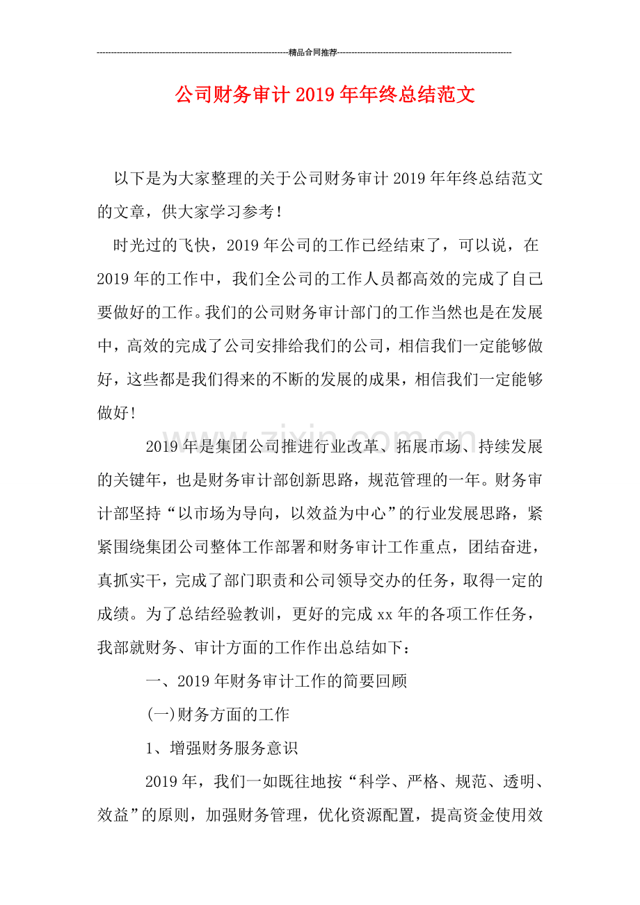 公司财务审计2019年年终总结范文.doc_第1页