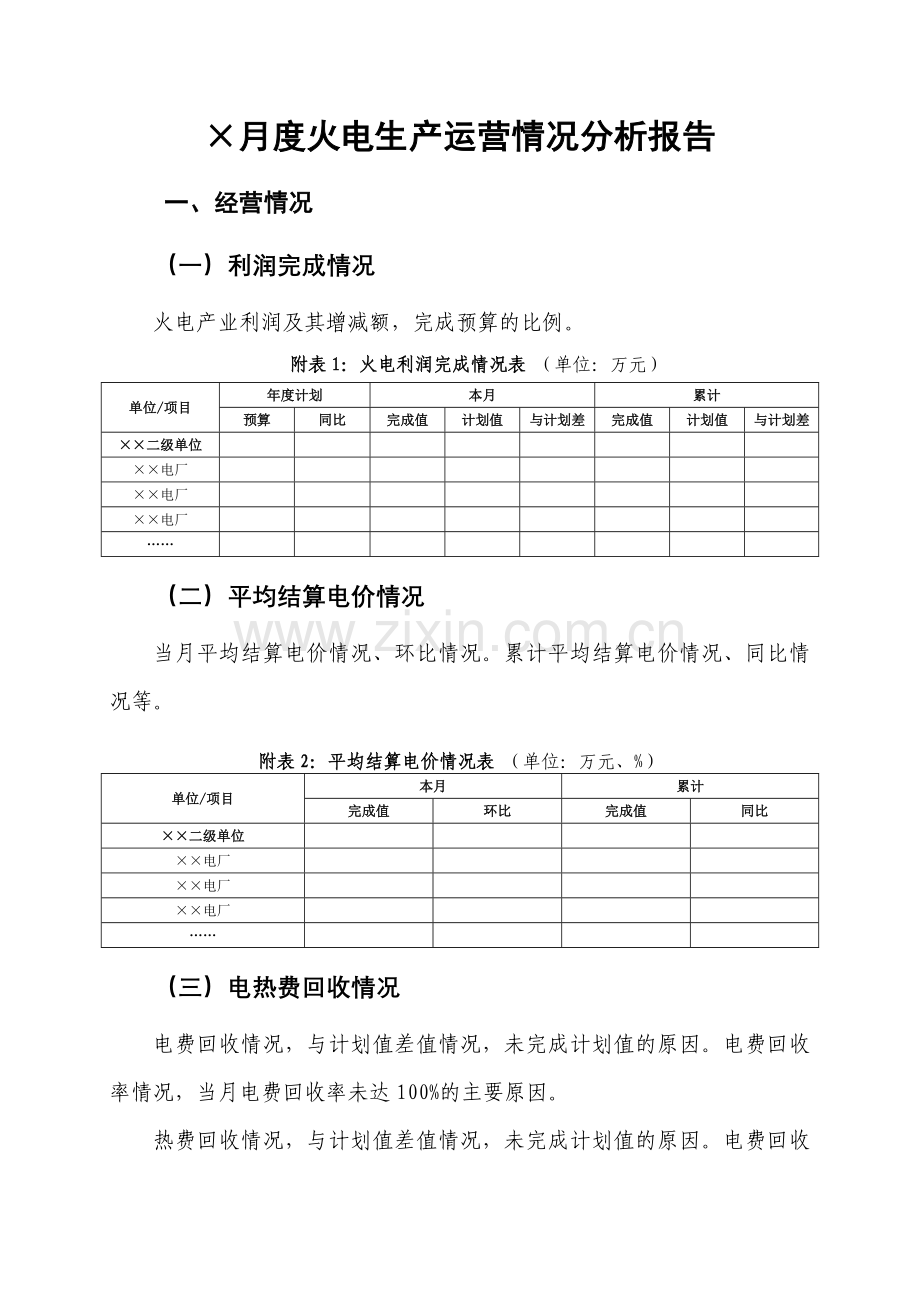 火电生产运营月度情况分析报告模版.doc_第3页