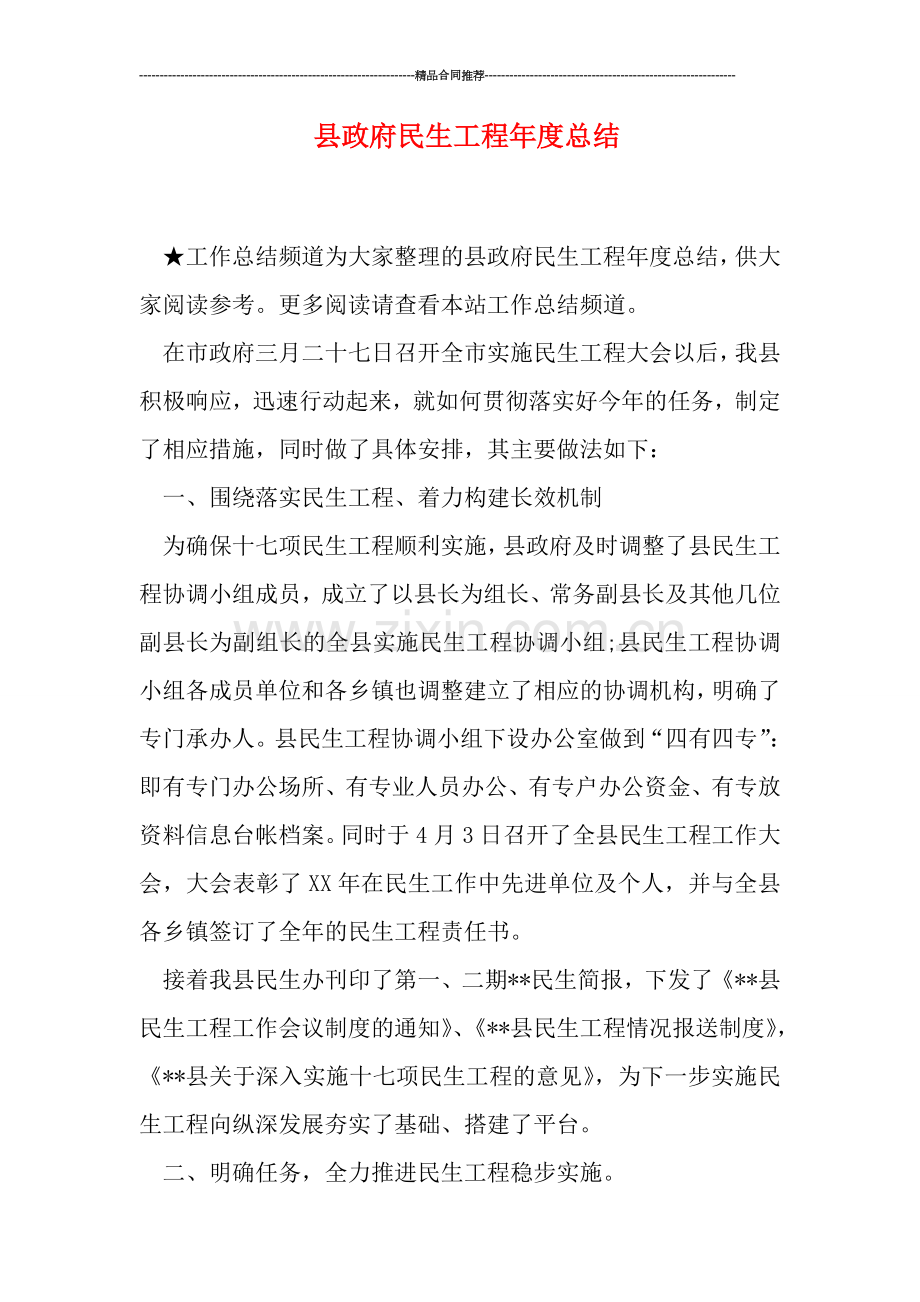 县政府民生工程年度总结.doc_第1页