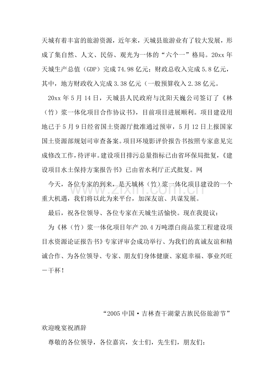 县长在项目专家评审会晚宴致辞.doc_第2页