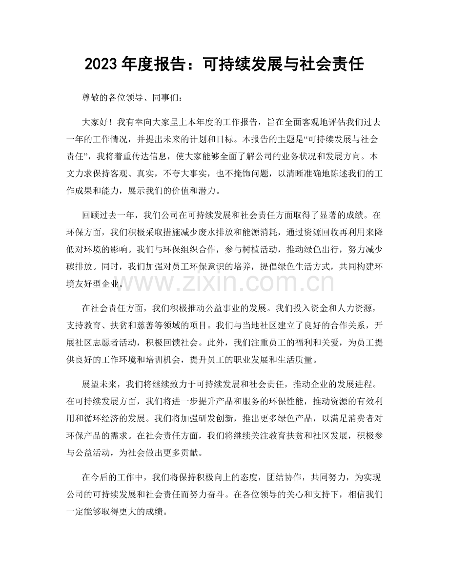 2023年度报告：可持续发展与社会责任.docx_第1页