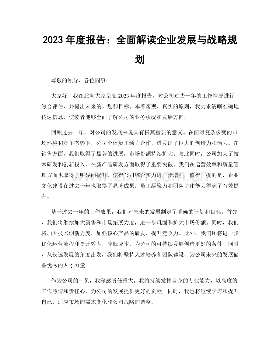 2023年度报告：全面解读企业发展与战略规划.docx_第1页