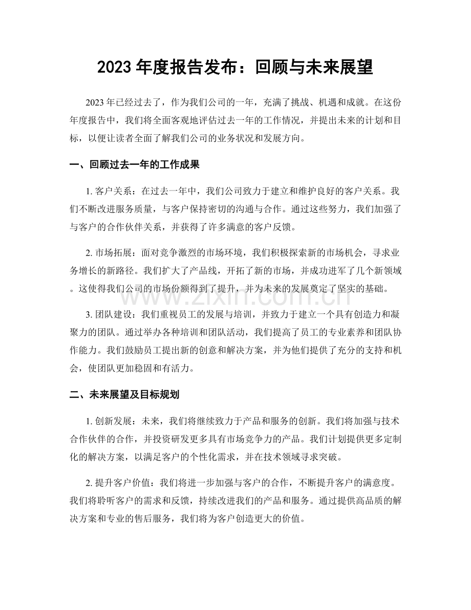 2023年度报告发布：回顾与未来展望.docx_第1页