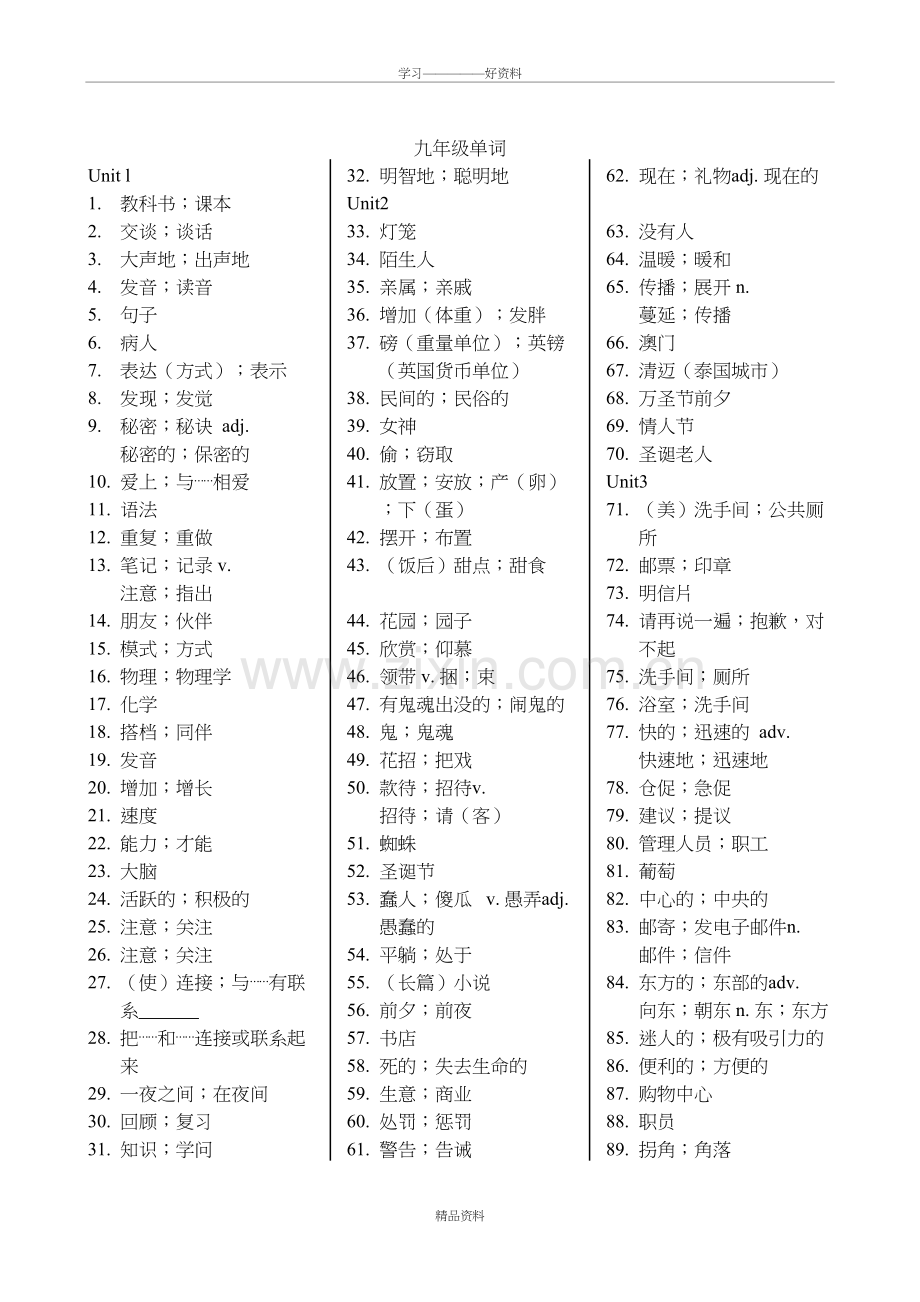 人教版九年级英语单词测试培训讲学.doc_第2页