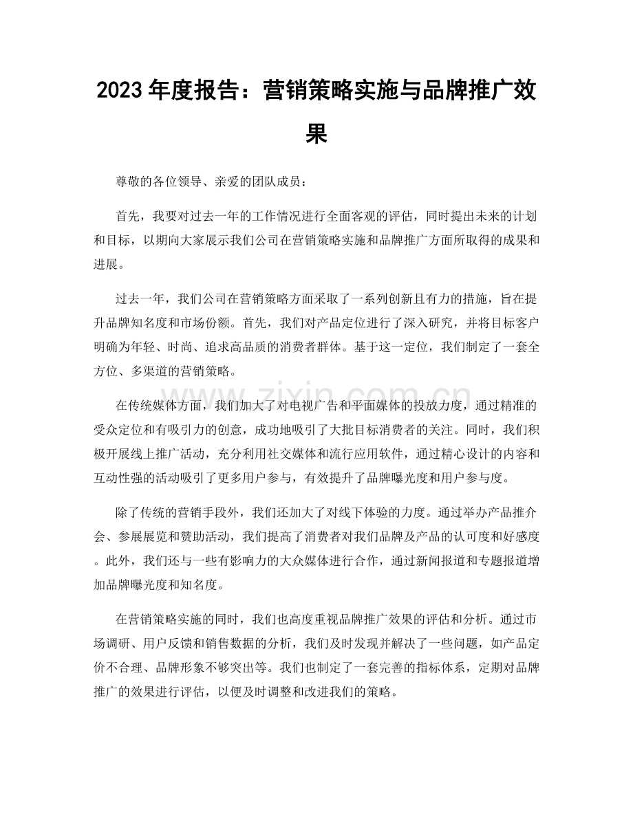 2023年度报告：营销策略实施与品牌推广效果.docx_第1页