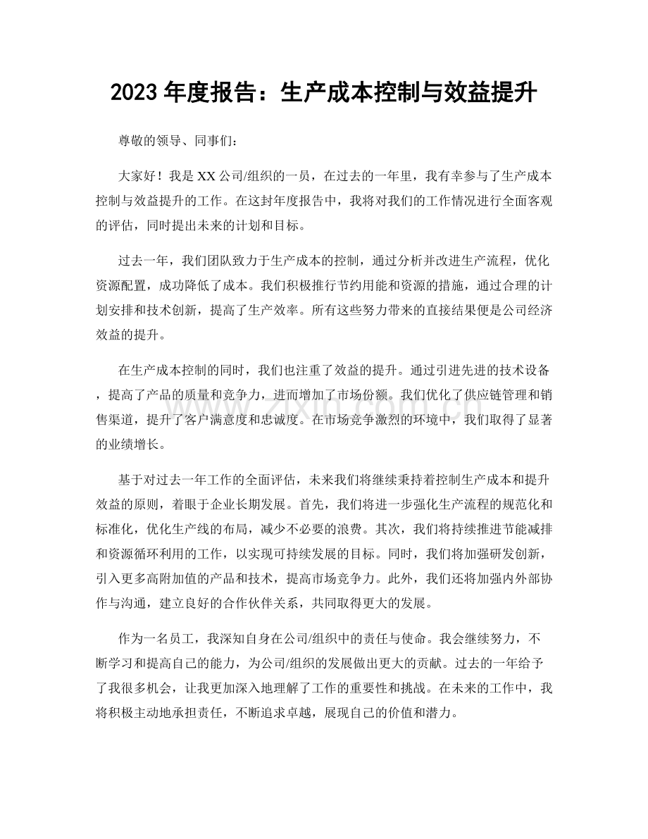 2023年度报告：生产成本控制与效益提升.docx_第1页