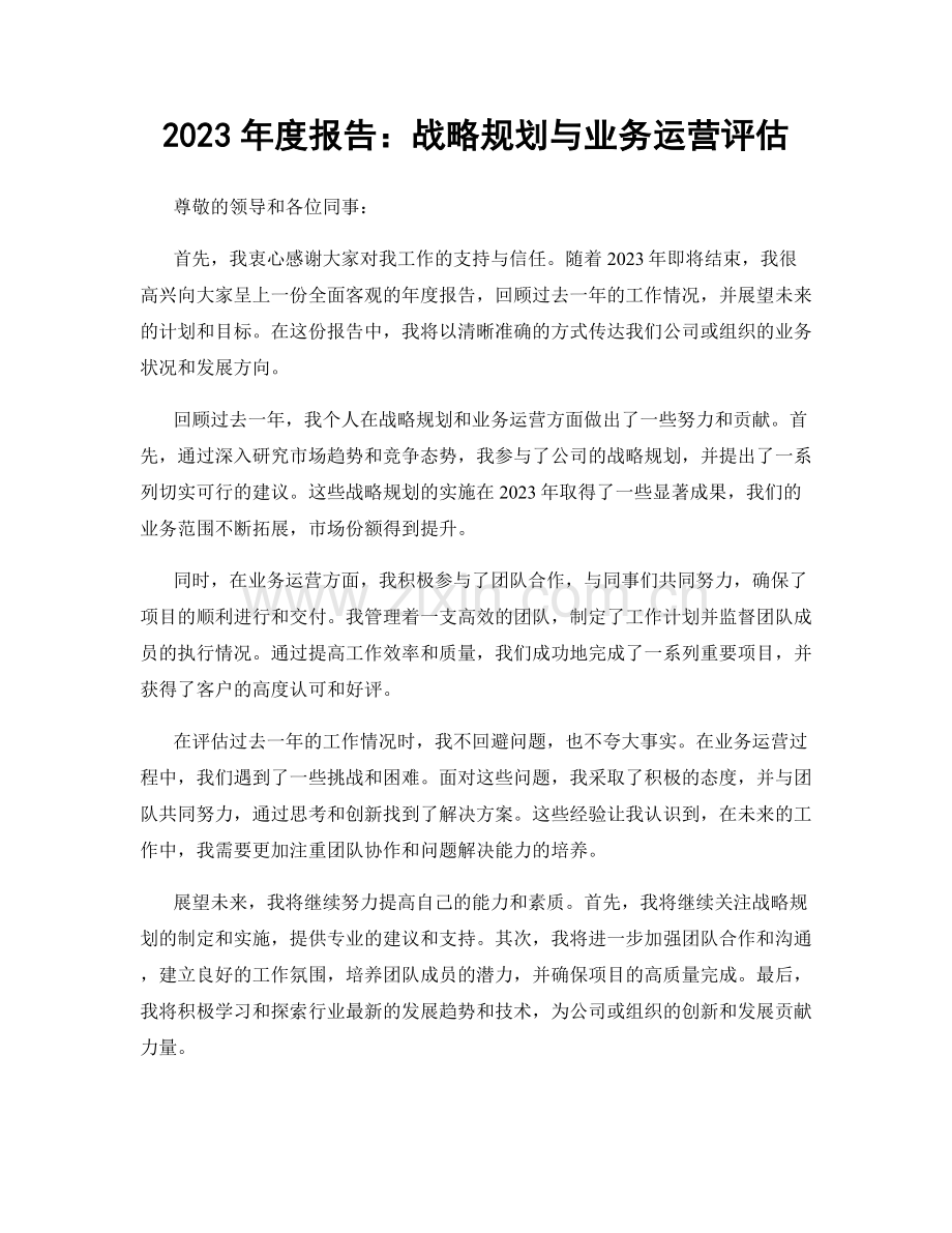 2023年度报告：战略规划与业务运营评估.docx_第1页