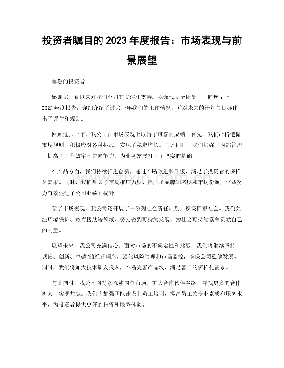 投资者瞩目的2023年度报告：市场表现与前景展望.docx_第1页