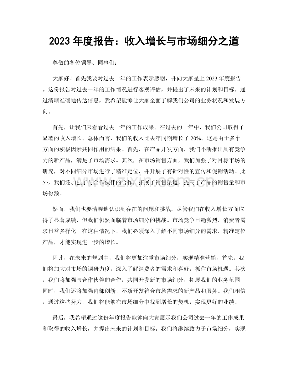 2023年度报告：收入增长与市场细分之道.docx_第1页