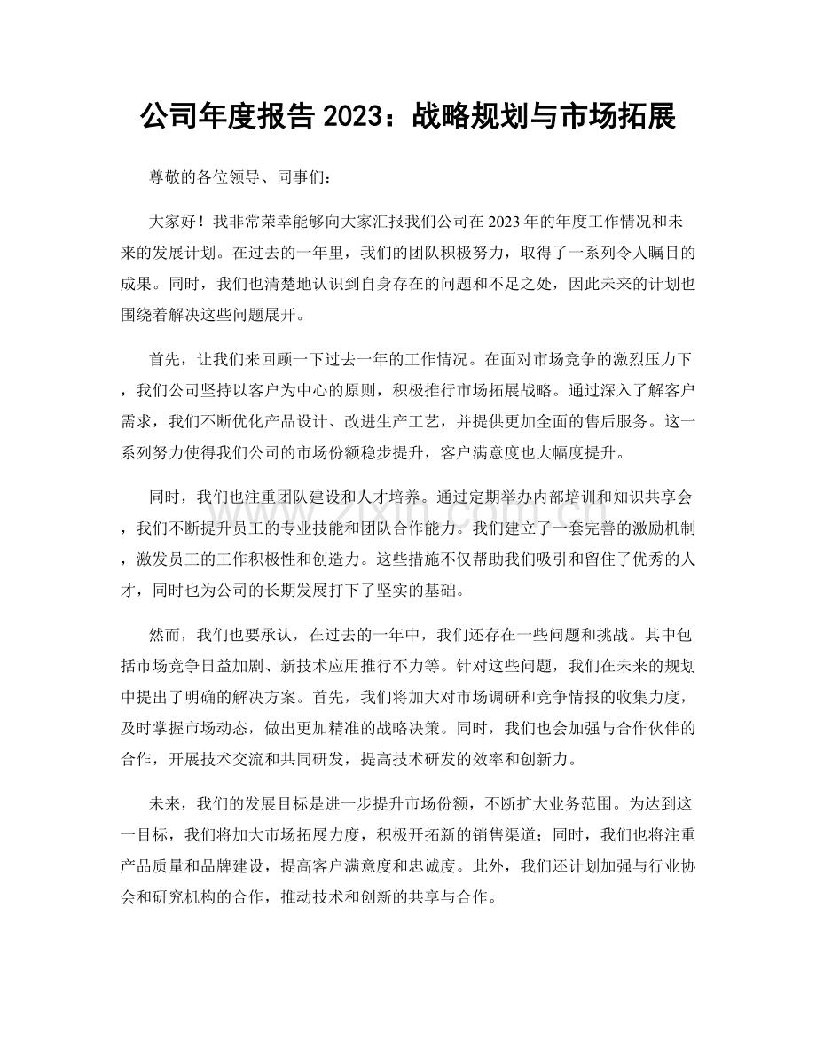 公司年度报告2023：战略规划与市场拓展.docx_第1页