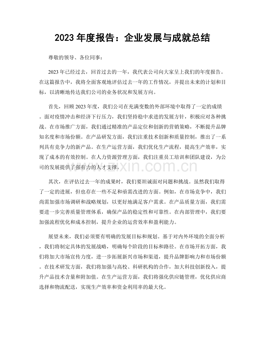 2023年度报告：企业发展与成就总结.docx_第1页