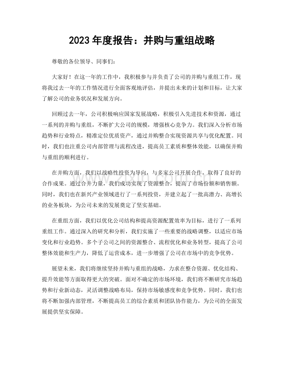 2023年度报告：并购与重组战略.docx_第1页