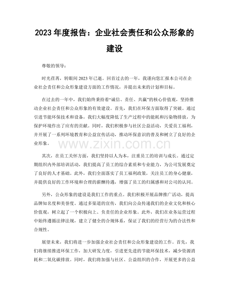 2023年度报告：企业社会责任和公众形象的建设.docx_第1页