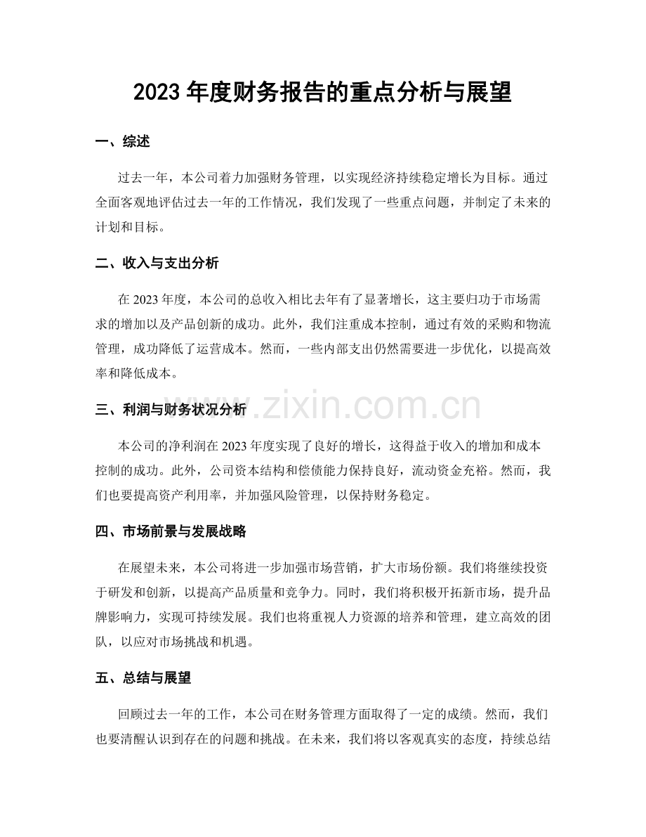 2023年度财务报告的重点分析与展望.docx_第1页