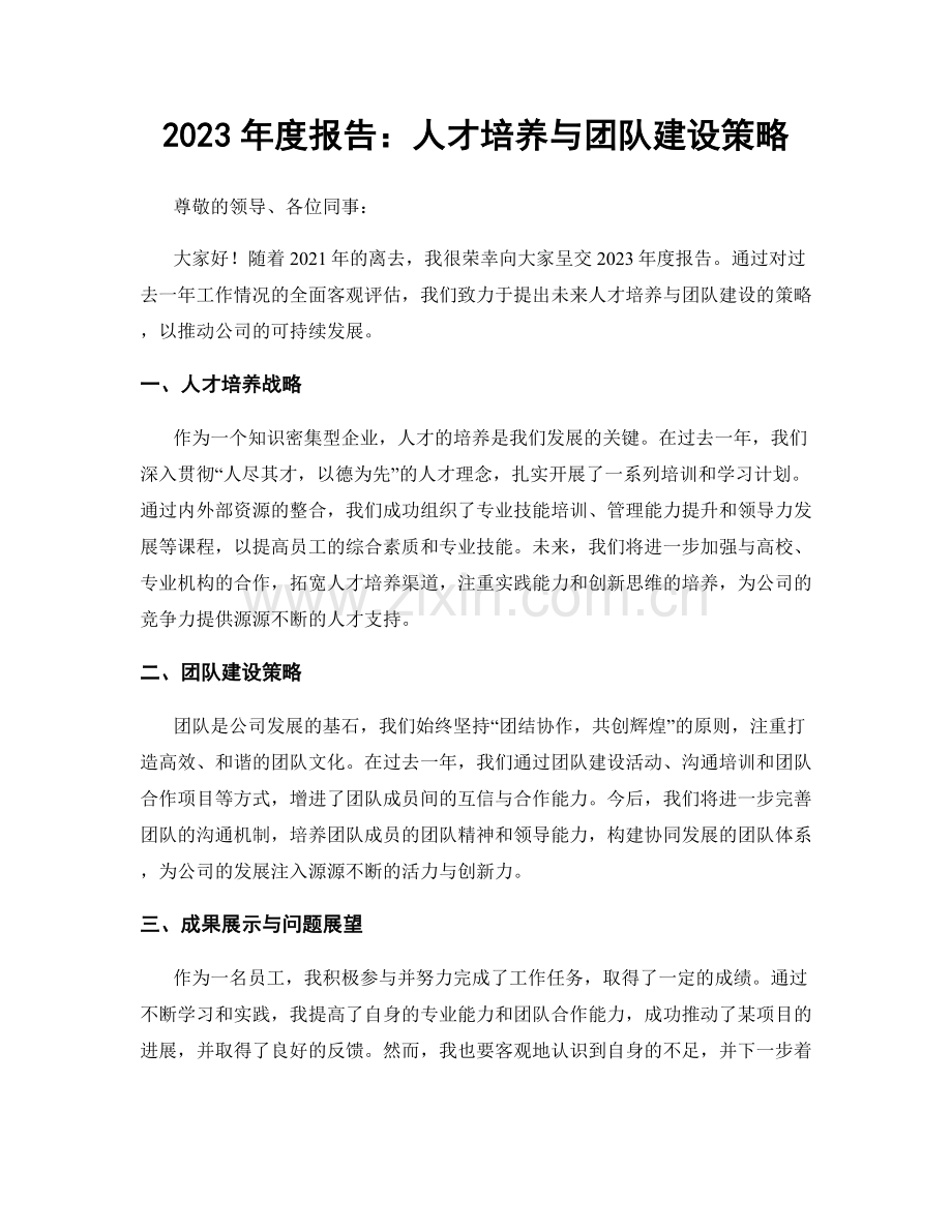 2023年度报告：人才培养与团队建设策略.docx_第1页