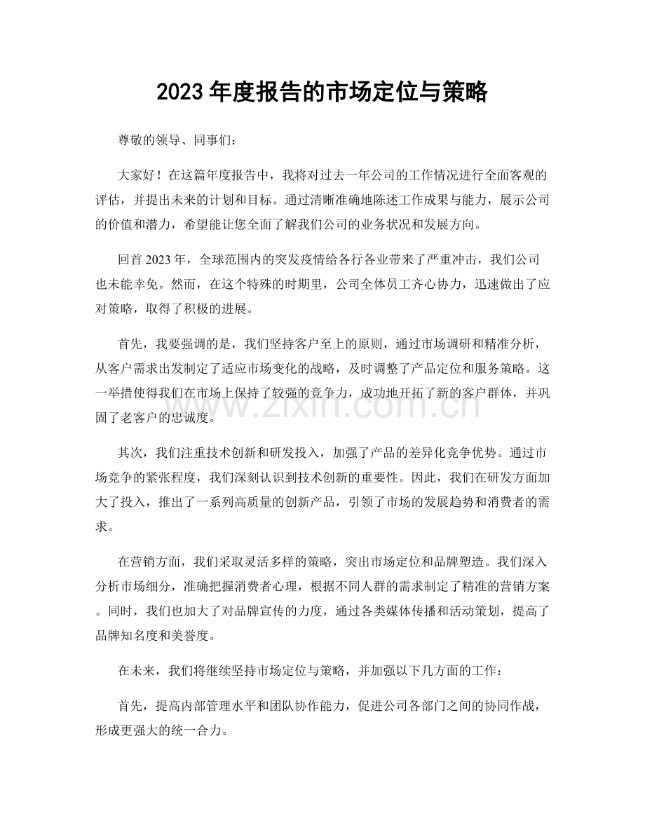 2023年度报告的市场定位与策略.docx_第1页