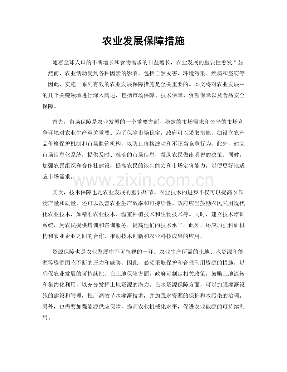 农业发展保障措施.docx_第1页