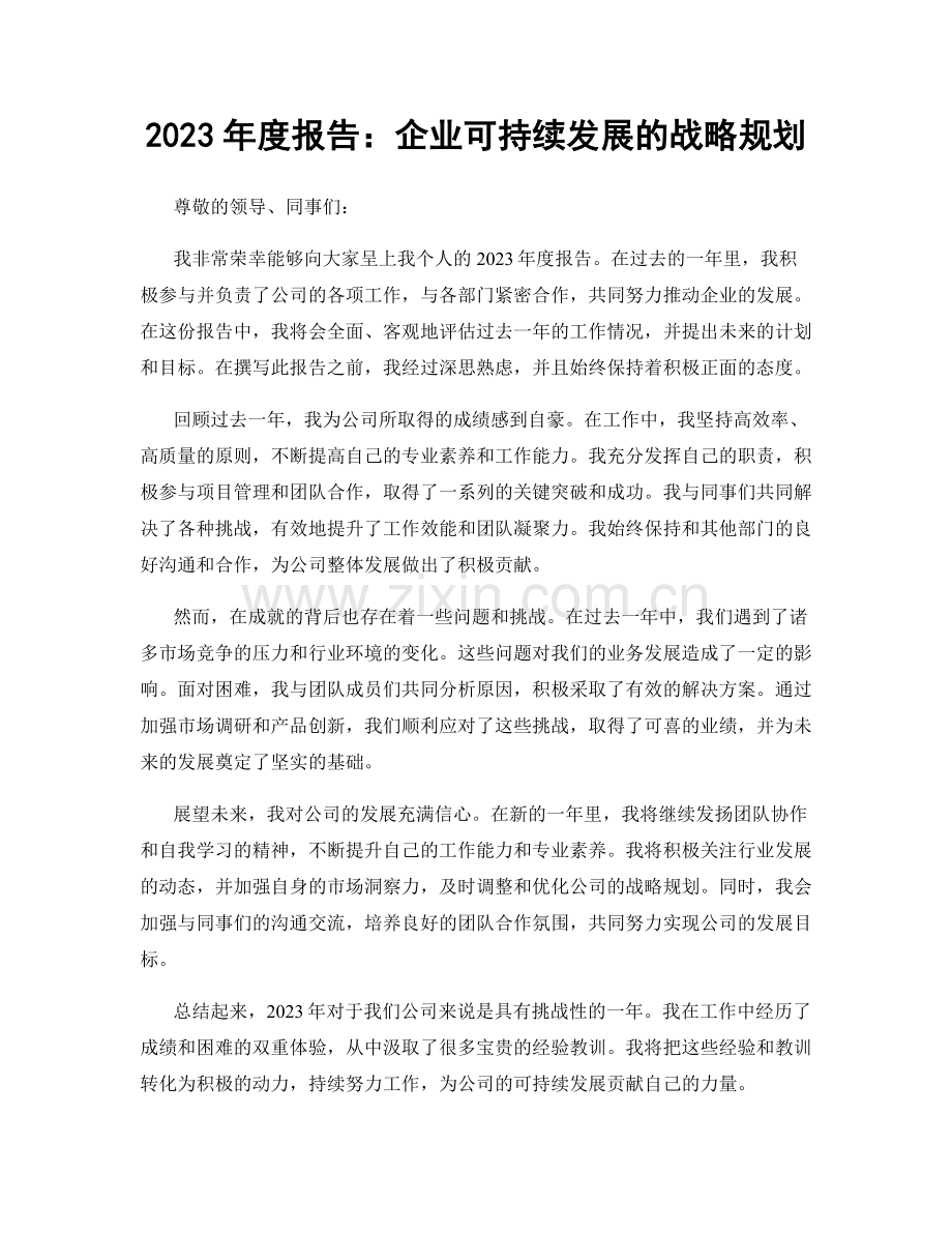 2023年度报告：企业可持续发展的战略规划.docx_第1页