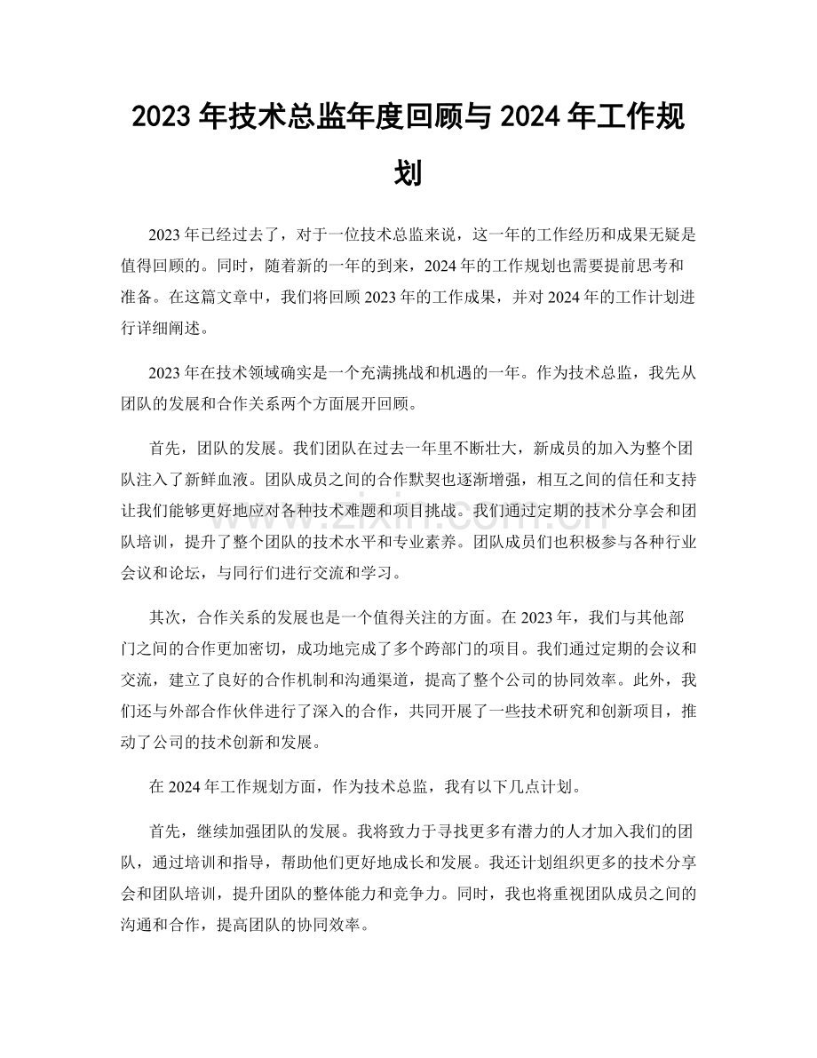 2023年技术总监年度回顾与2024年工作规划.docx_第1页