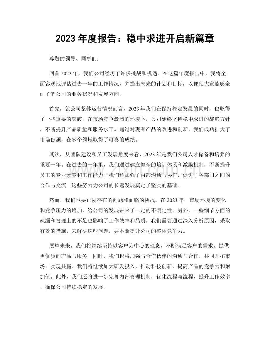 2023年度报告：稳中求进开启新篇章.docx_第1页