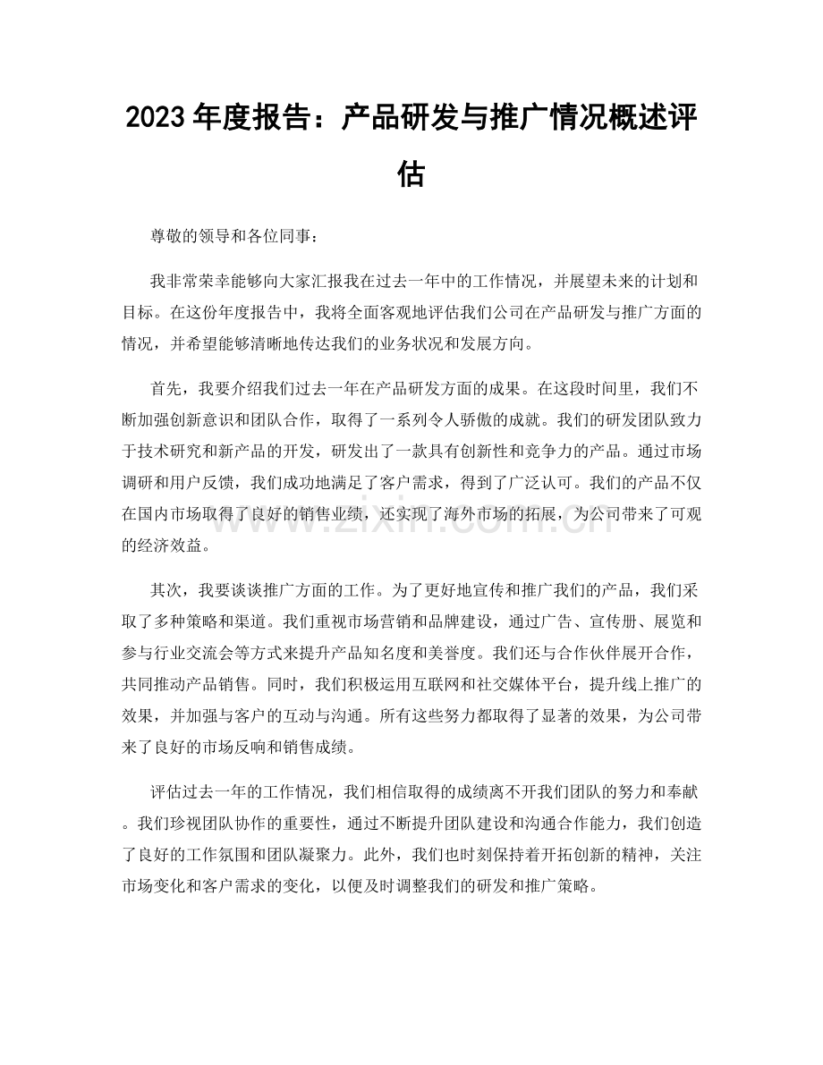 2023年度报告：产品研发与推广情况概述评估.docx_第1页