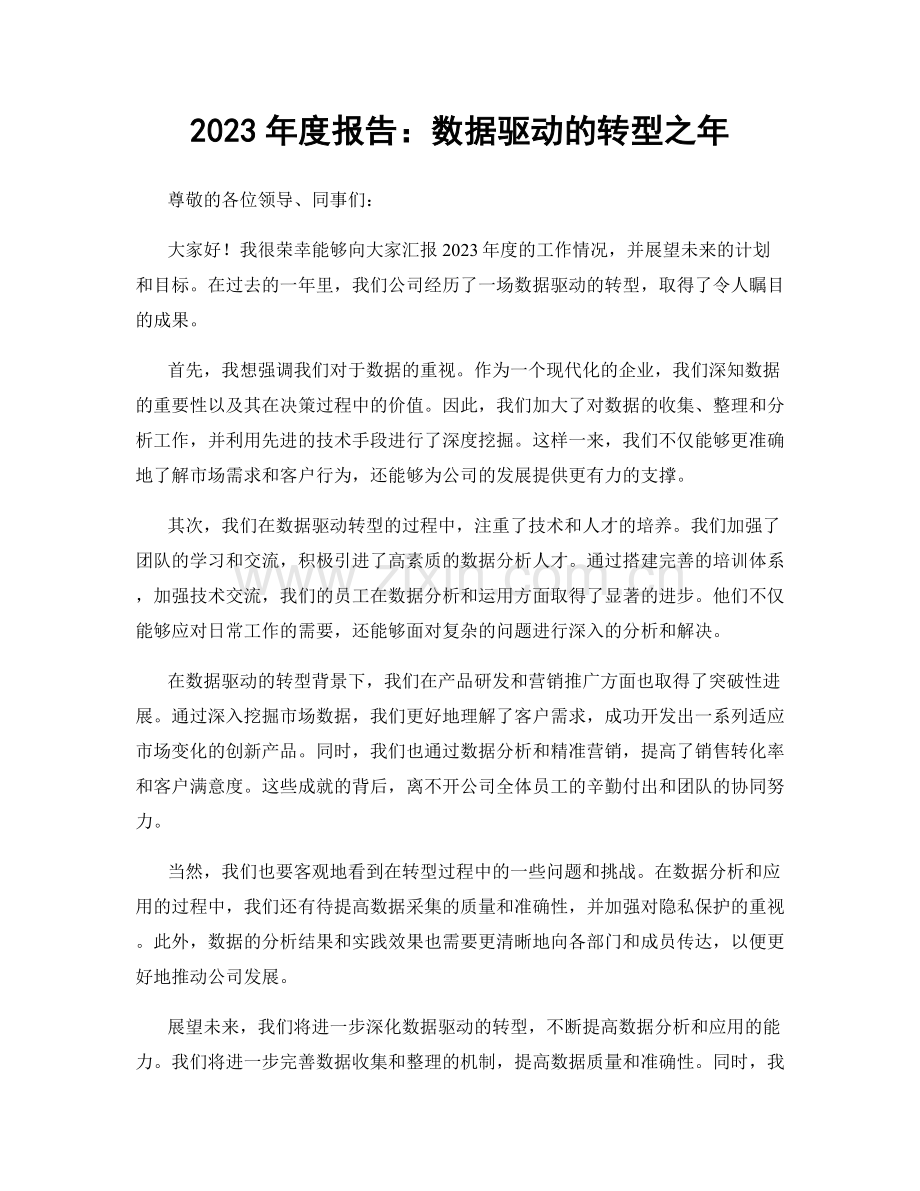 2023年度报告：数据驱动的转型之年.docx_第1页