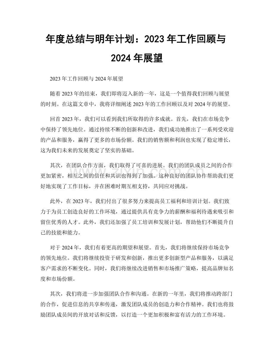 年度总结与明年计划：2023年工作回顾与2024年展望.docx_第1页