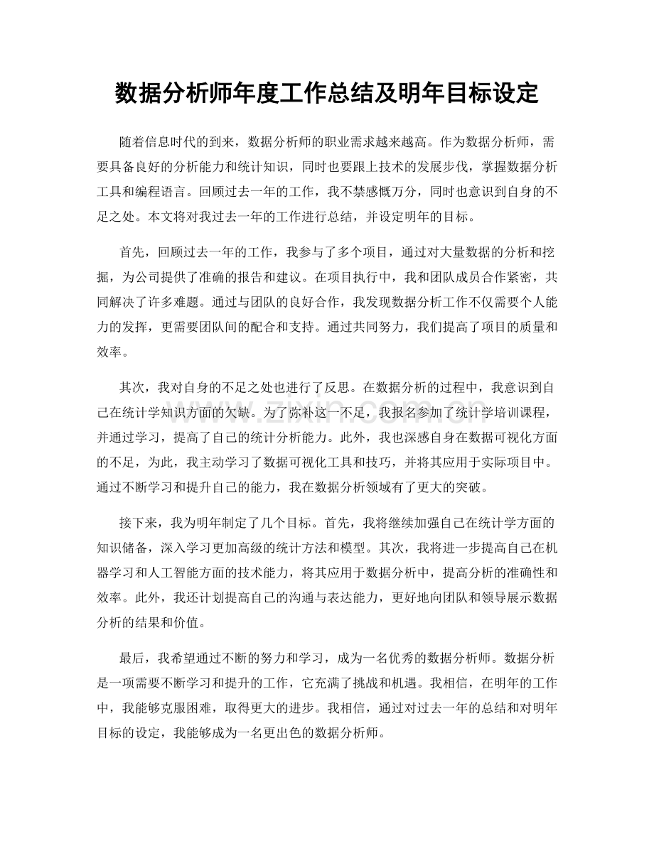 数据分析师年度工作总结及明年目标设定.docx_第1页