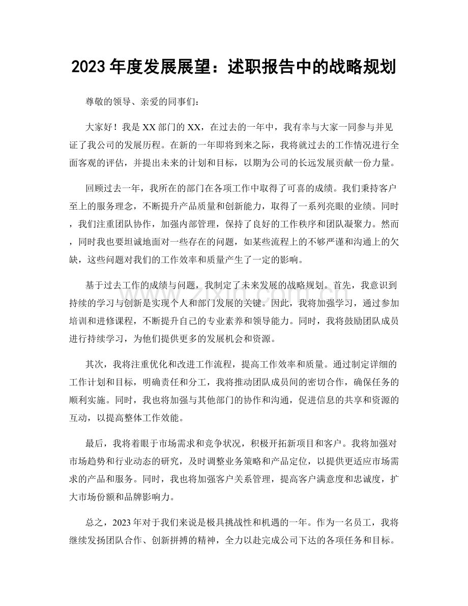 2023年度发展展望：述职报告中的战略规划.docx_第1页