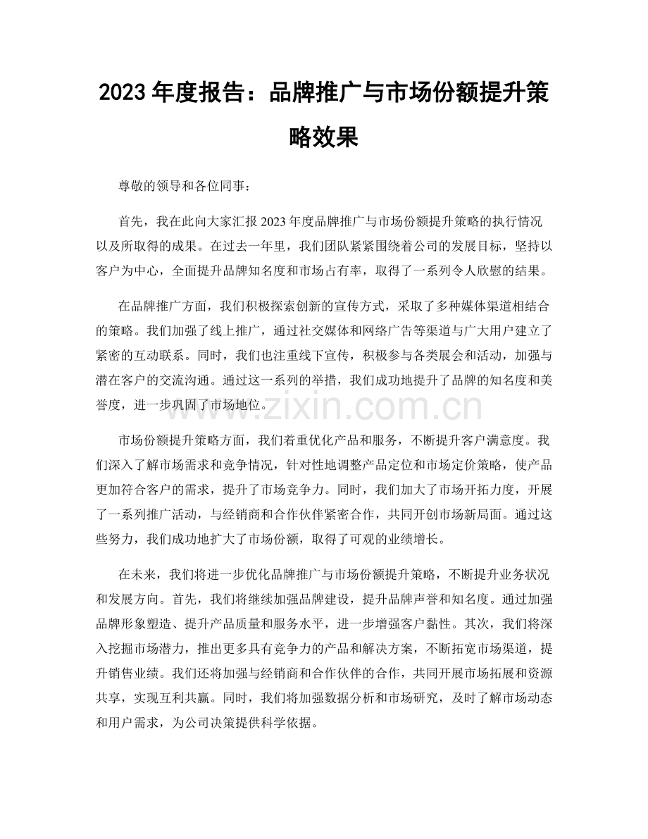 2023年度报告：品牌推广与市场份额提升策略效果.docx_第1页