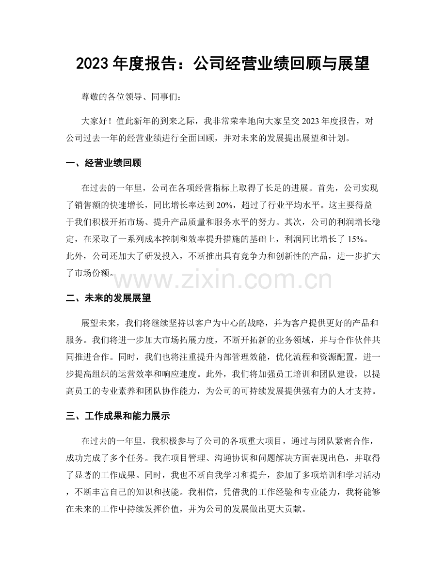 2023年度报告：公司经营业绩回顾与展望.docx_第1页