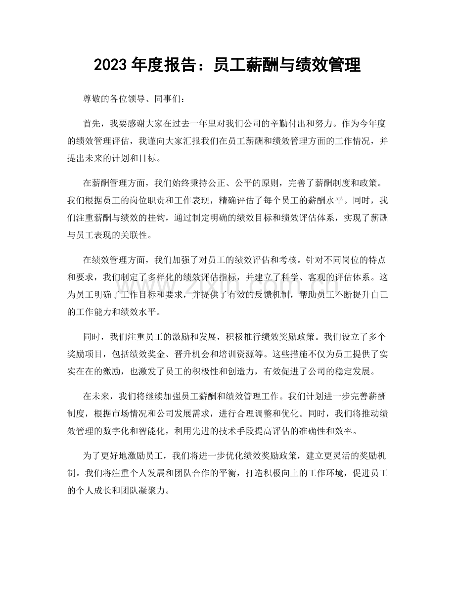 2023年度报告：员工薪酬与绩效管理.docx_第1页