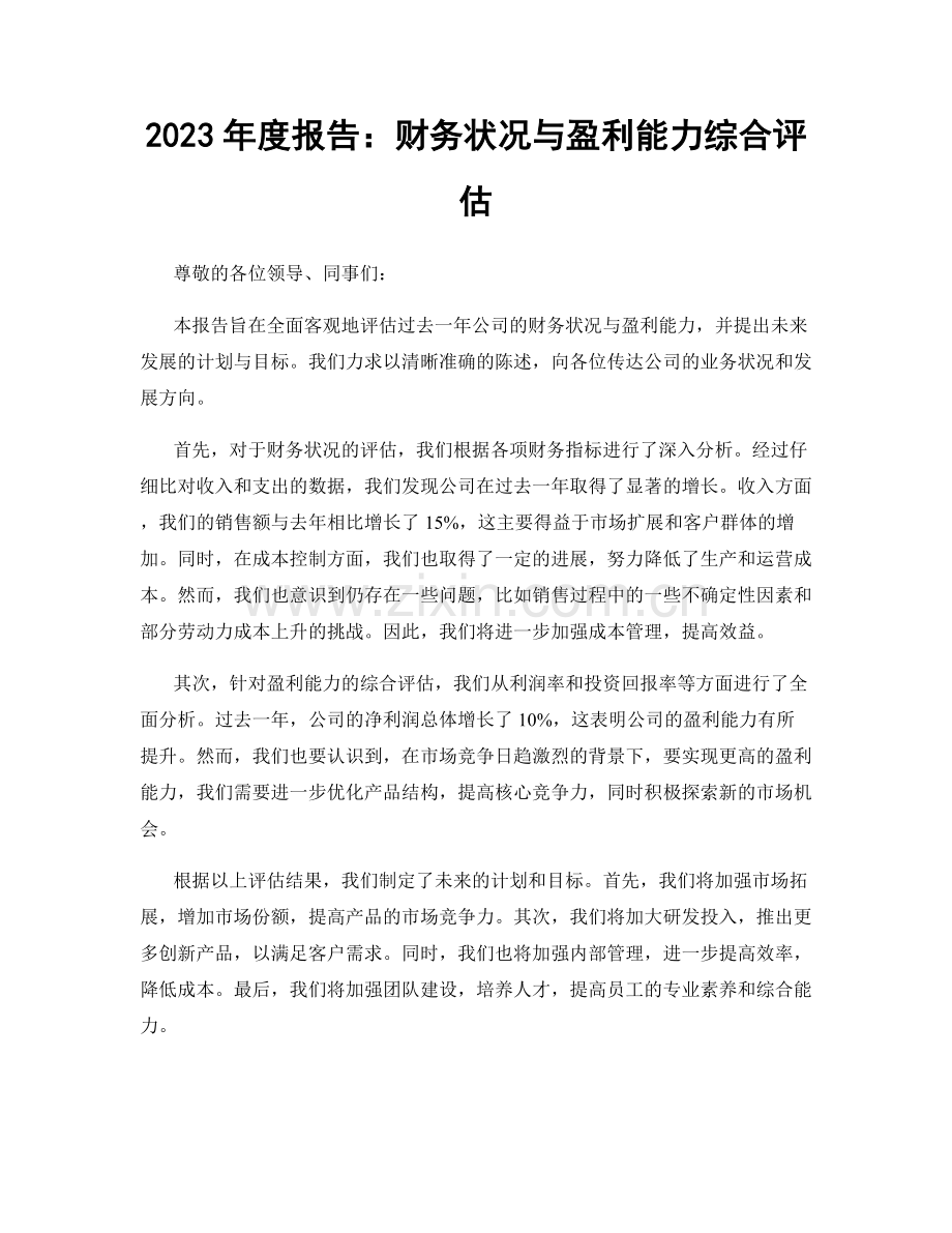 2023年度报告：财务状况与盈利能力综合评估.docx_第1页